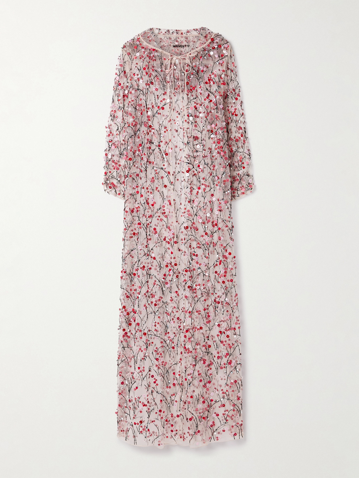 Bernadette Christelle Hooded Embellished Tulle Cape In Pink