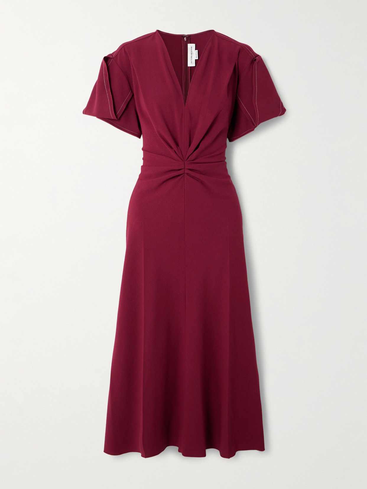 Victoria Beckham - Gathered Wool-blend Crepe Midi Dress - UK 12