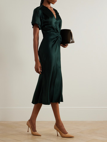 Victoria Beckham Gathered satin midi dress