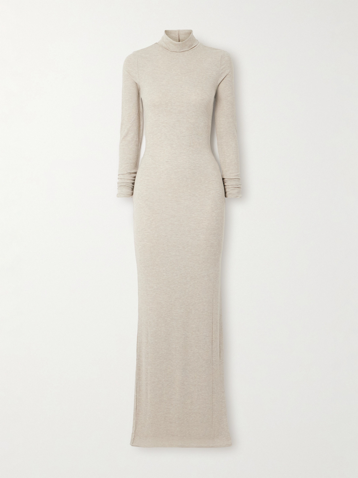 Éterne Ribbed Stretch-jersey Turtleneck Maxi Dress In Brown