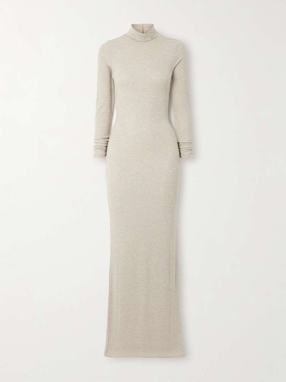ribbed stretch-jersey turtleneck maxi dress