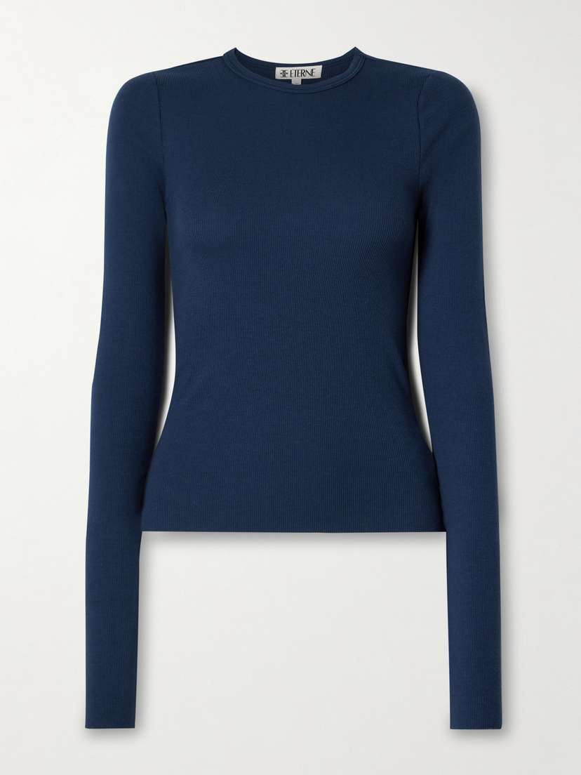 ÉTERNE Ribbed Stretch Cotton And Modal-blend Top - x large