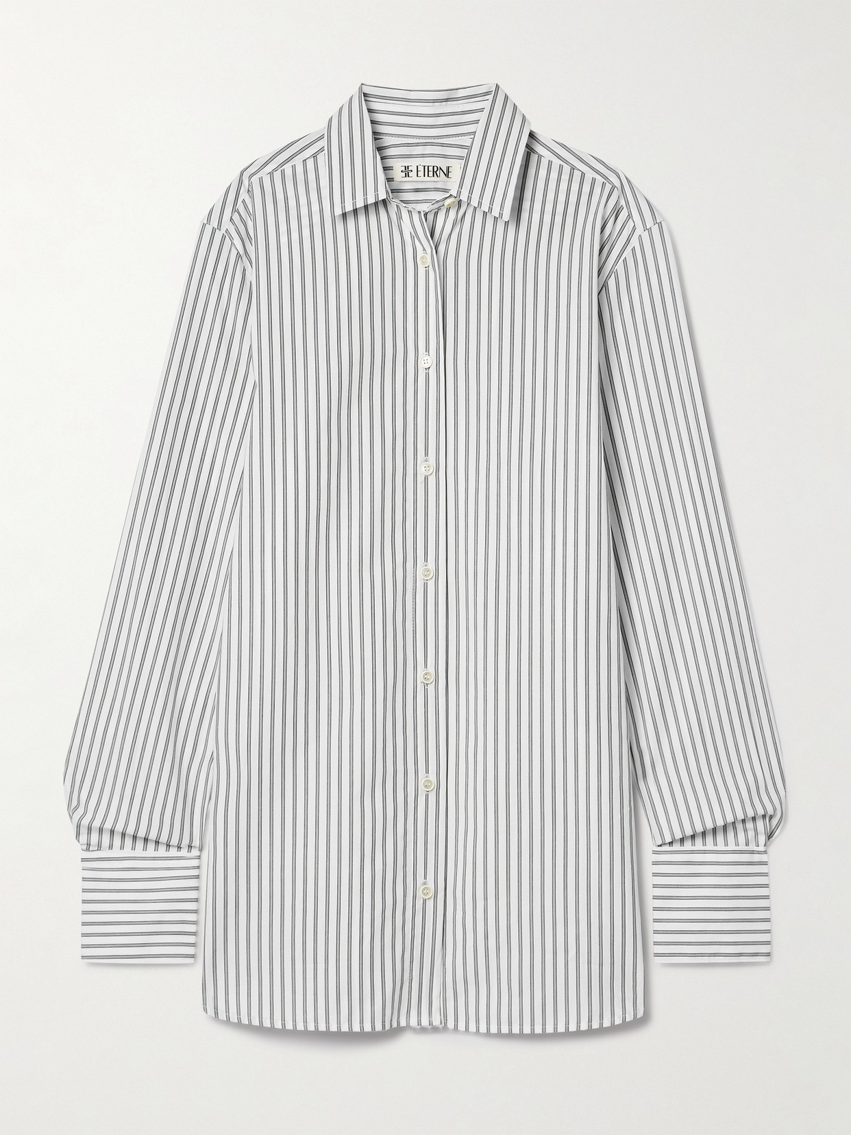 Éterne Striped Cotton-poplin Shirt In Blue