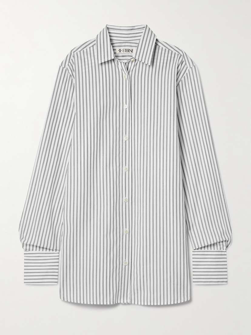 ÉTERNE Striped Cotton-poplin Shirt