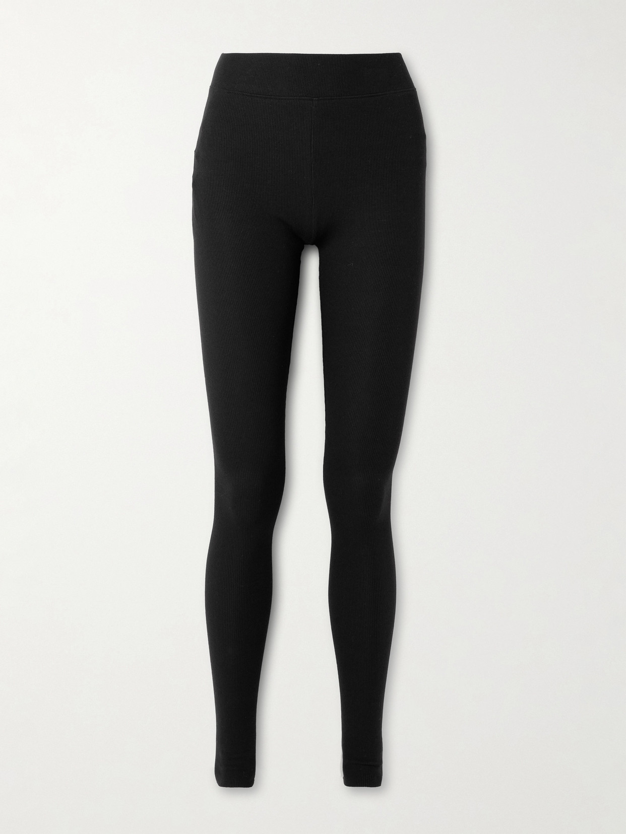 Éterne Ribbed Stretch-cotton And Modal-blend Jersey Leggings In Black