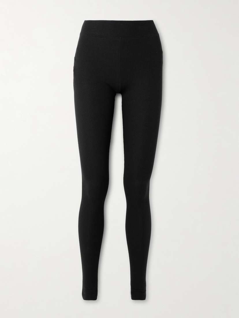 ÉTERNE Ribbed Stretch-cotton And Modal-blend Jersey Leggings