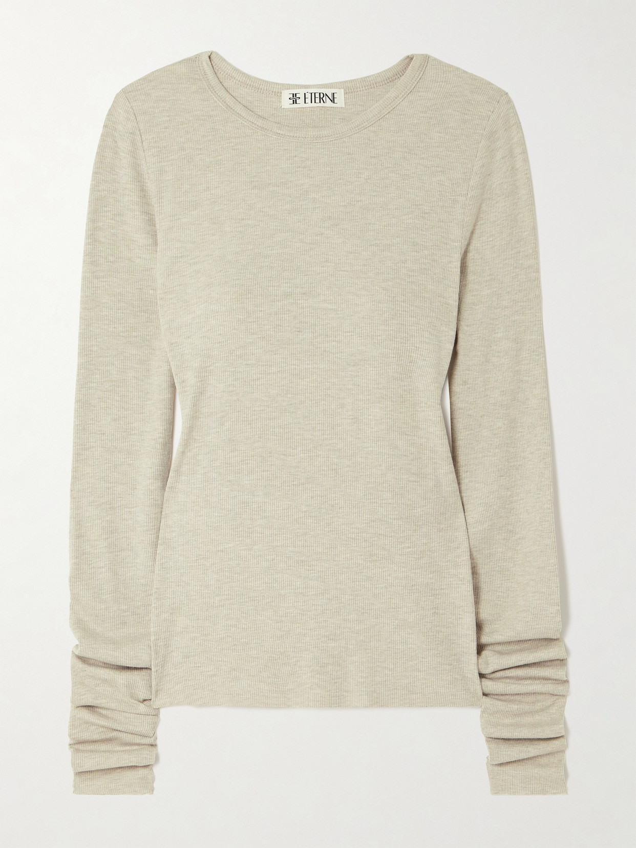Éterne Ribbed Stretch Cotton And Modal-blend Top In Brown