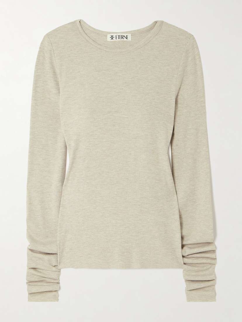 ÉTERNE Ribbed Stretch Cotton And Modal-blend Top