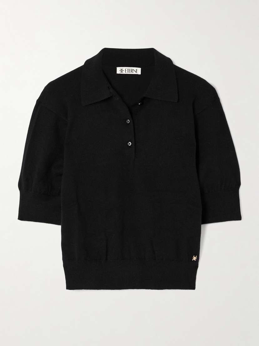 ÉTERNE Journey Embellished Cashmere Polo Shirt