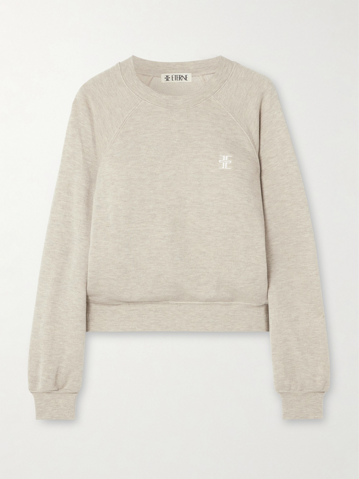 Éterne Embroidered Cotton-blend Jersey Sweatshirt In Brown