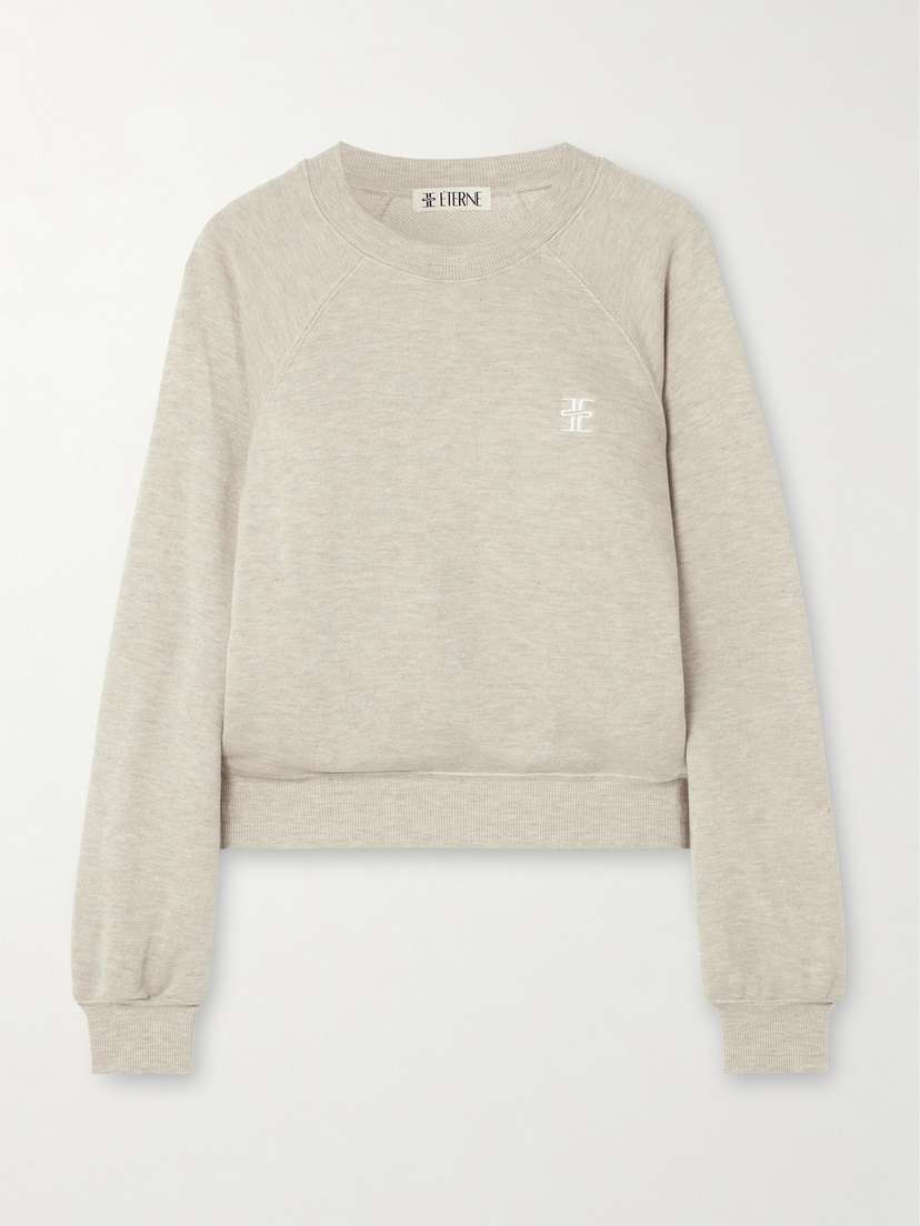 ÉTERNE Embroidered Cotton-blend Jersey Sweatshirt