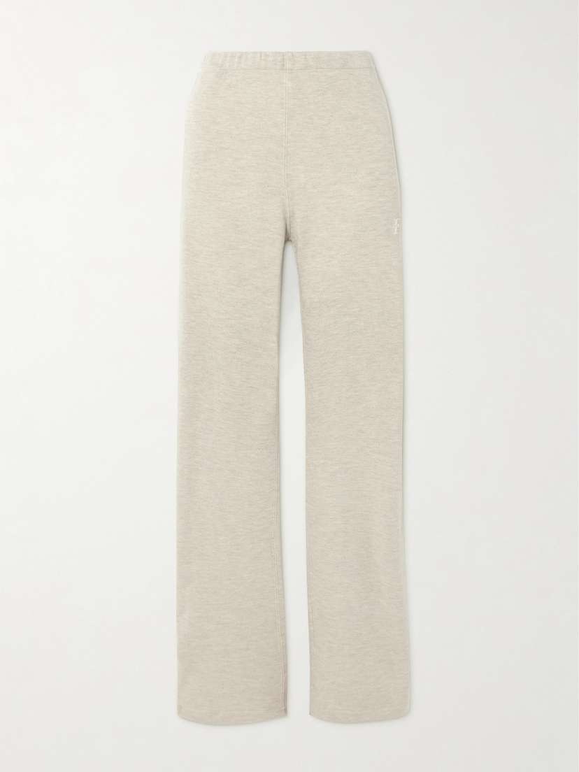 ÉTERNE Embroidered Cotton-blend Jersey Straight-leg Track Pants