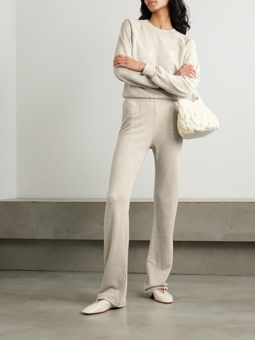 ÉTERNE Embroidered cotton-blend jersey straight-leg track pants