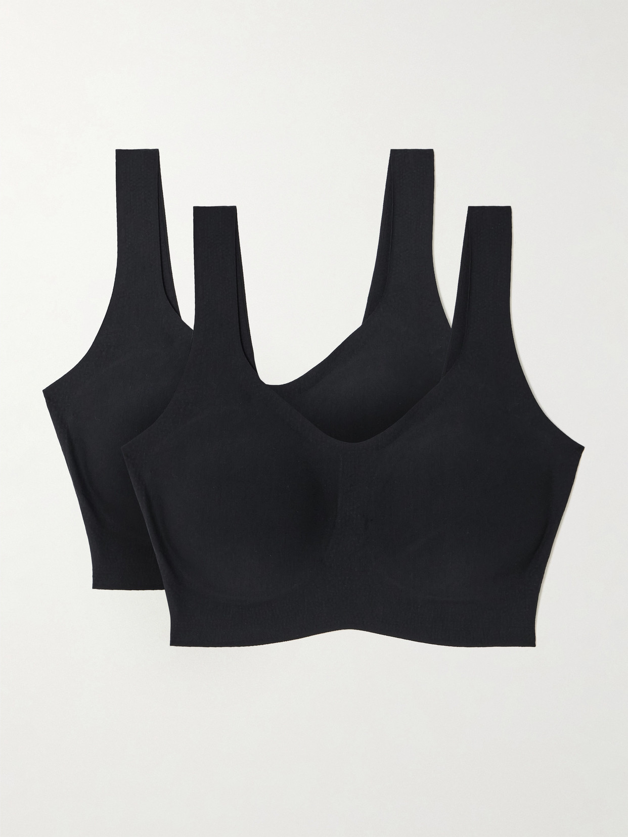 Commando Set Of Two Butter Stretch-micro Modal Soft-cup Bralette In Black