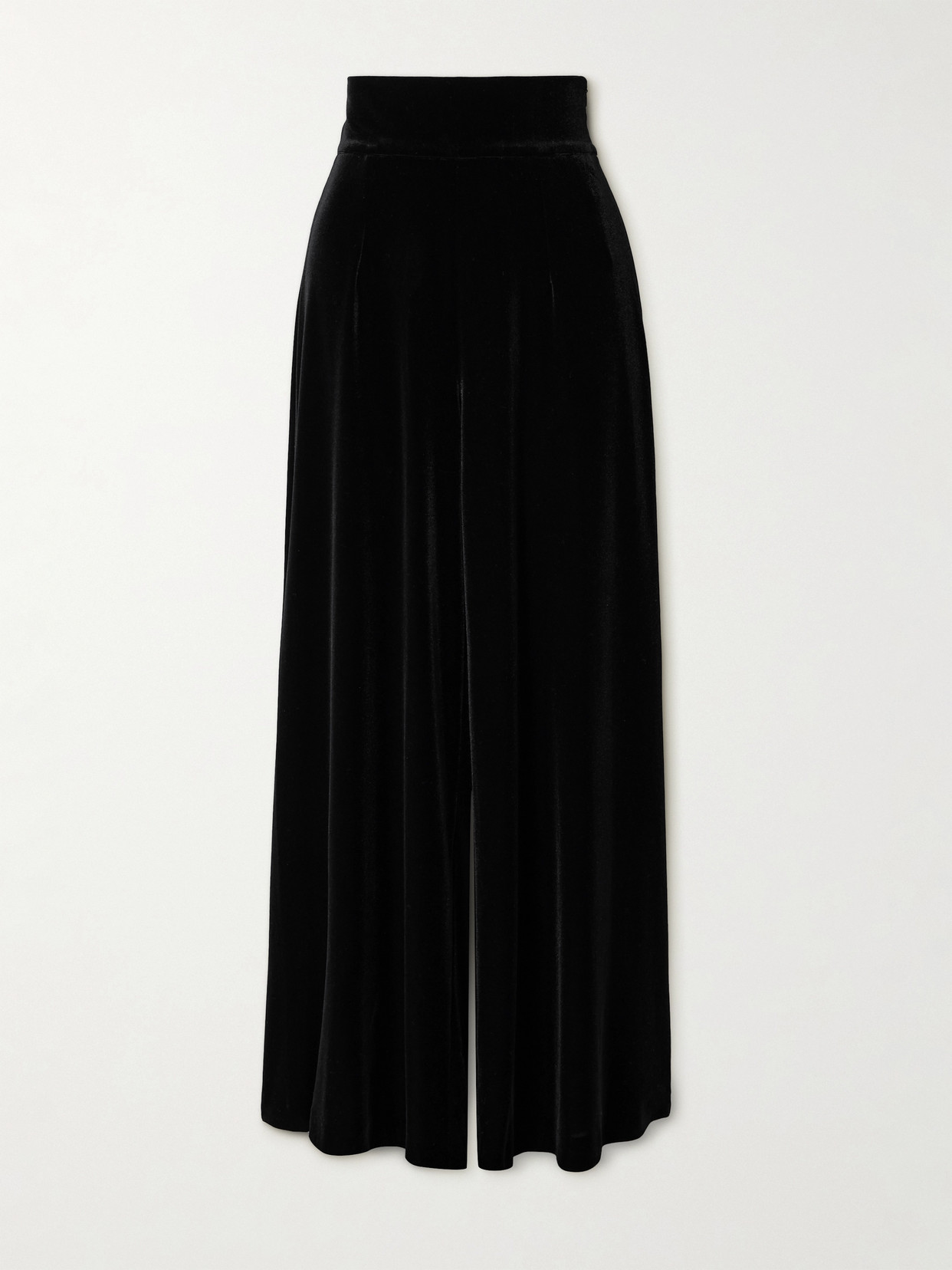 Loretta Caponi Egnazia Stretch-velvet Wide-leg Pants In Black