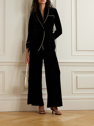 Loretta Caponi Egnazia stretch-velvet wide-leg pants