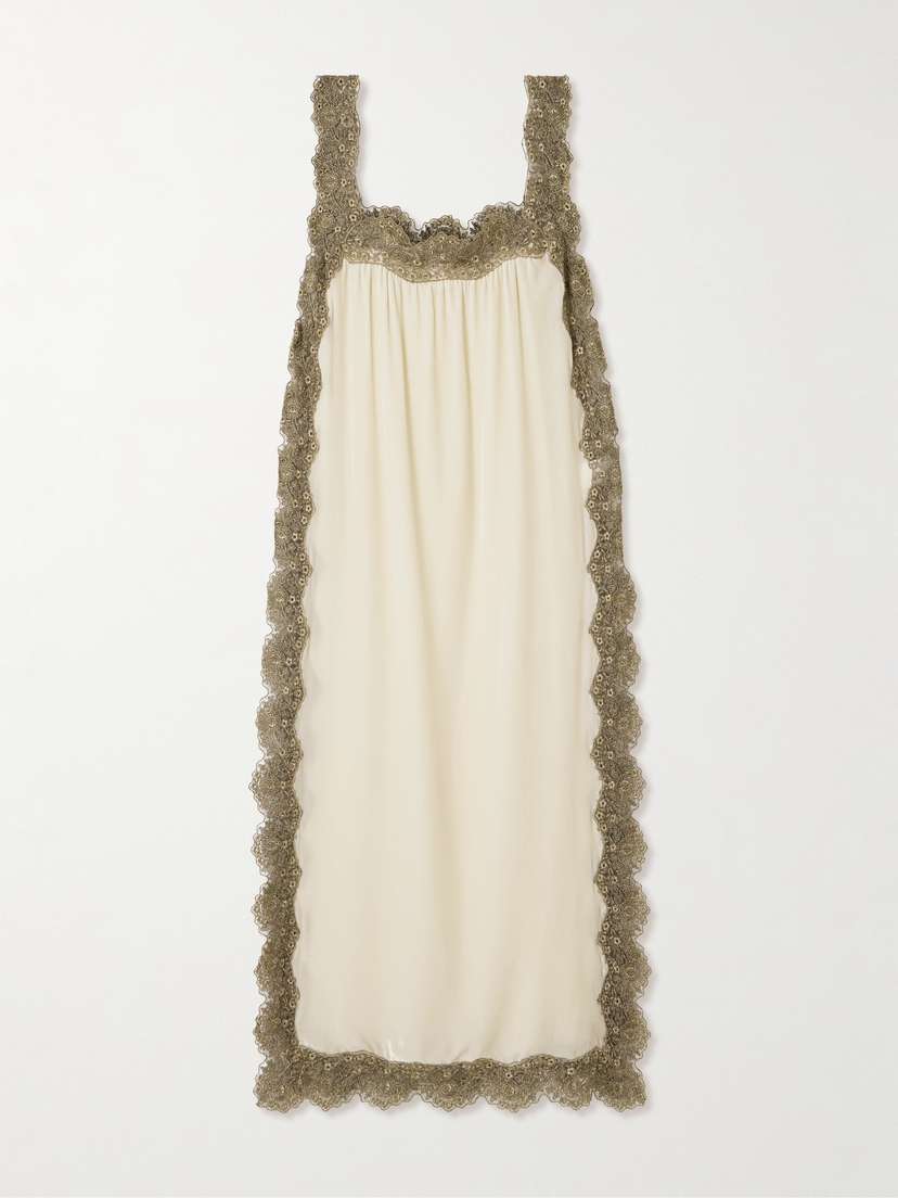 Loretta Caponi Fiocco Embroidered Tulle-trimmed Velvet Tunic - x small