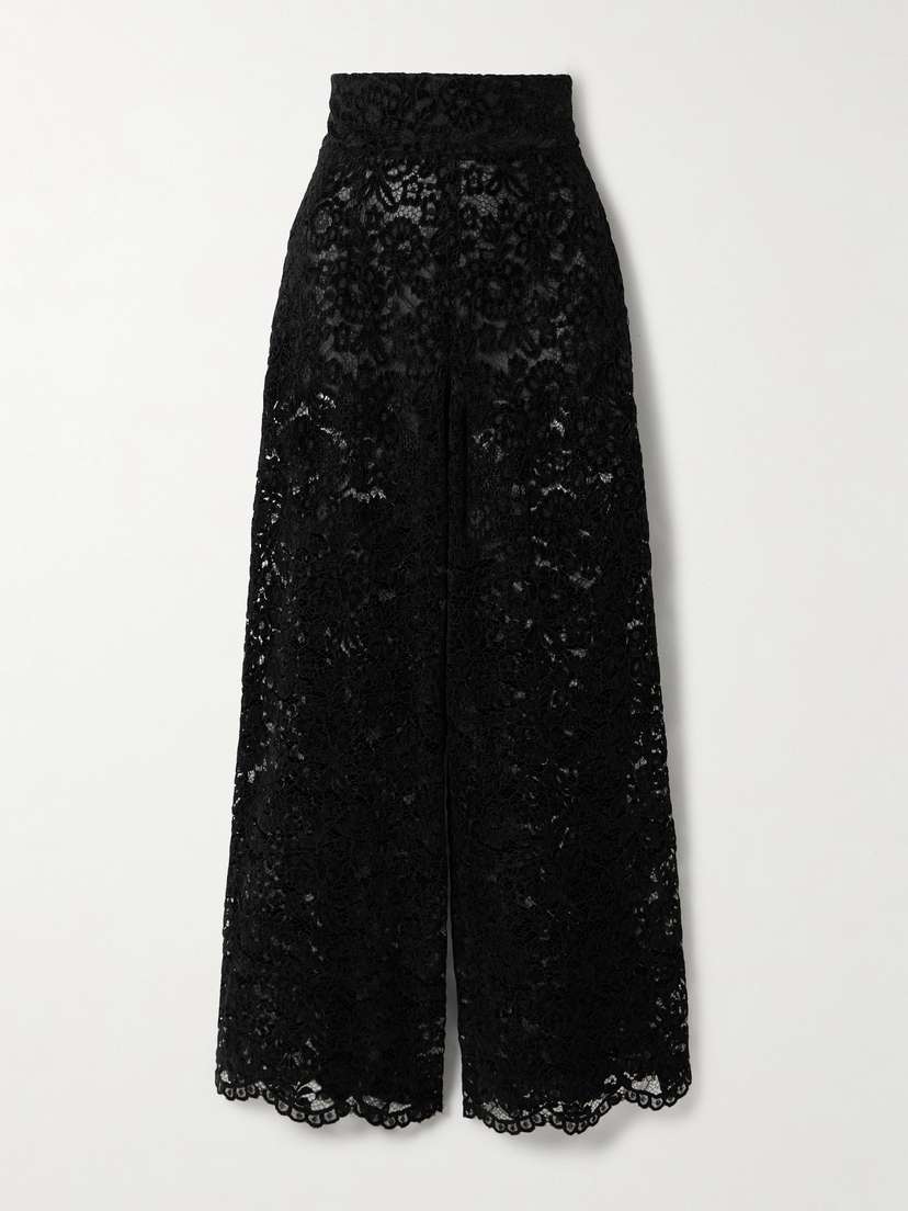 Loretta Caponi Egnazia Scalloped Corded Lace Wide-leg Pants