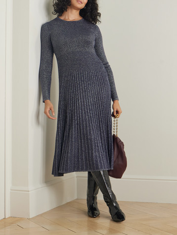 JOSEPH Ribbed lurex midi dress