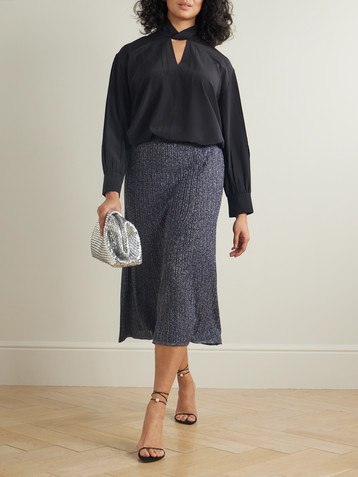 JOSEPH Pleated lurex midi skirt