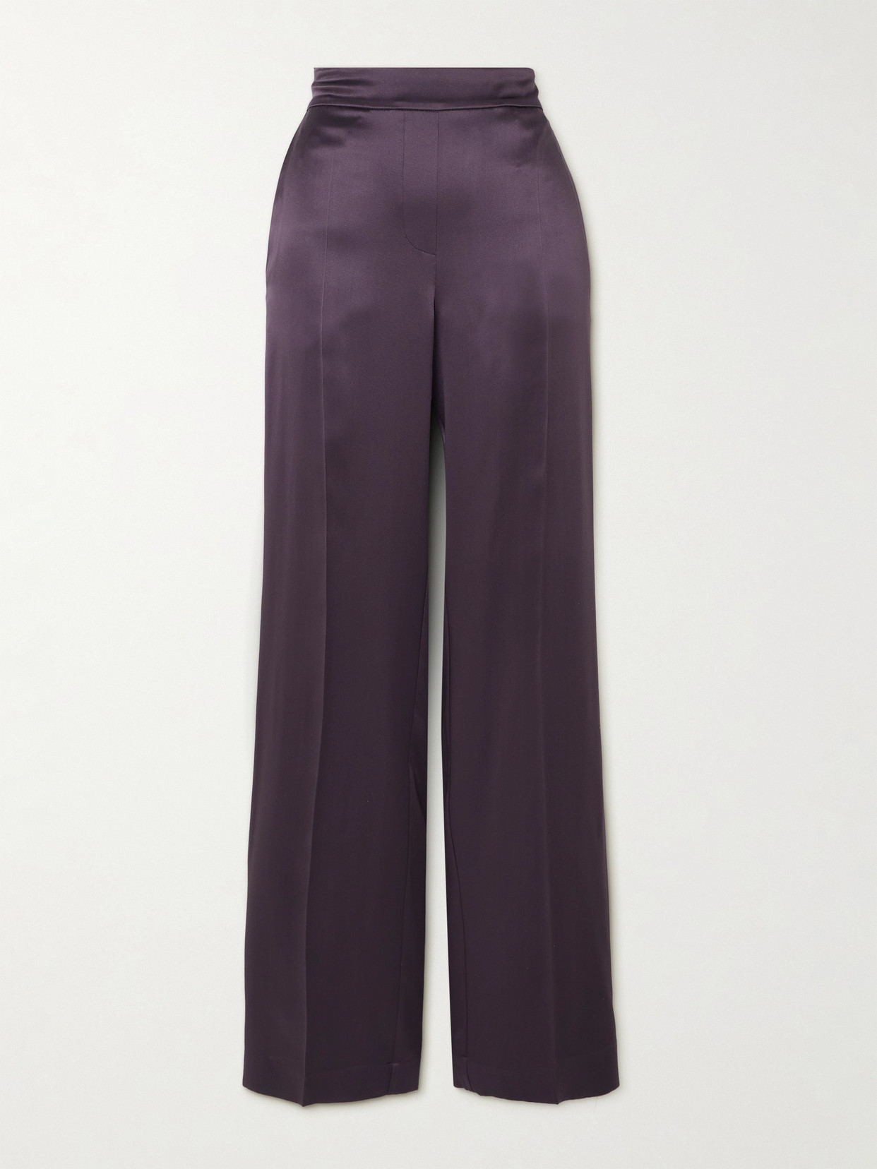 Joseph Tova Silk-satin Straight-leg Pants In Purple