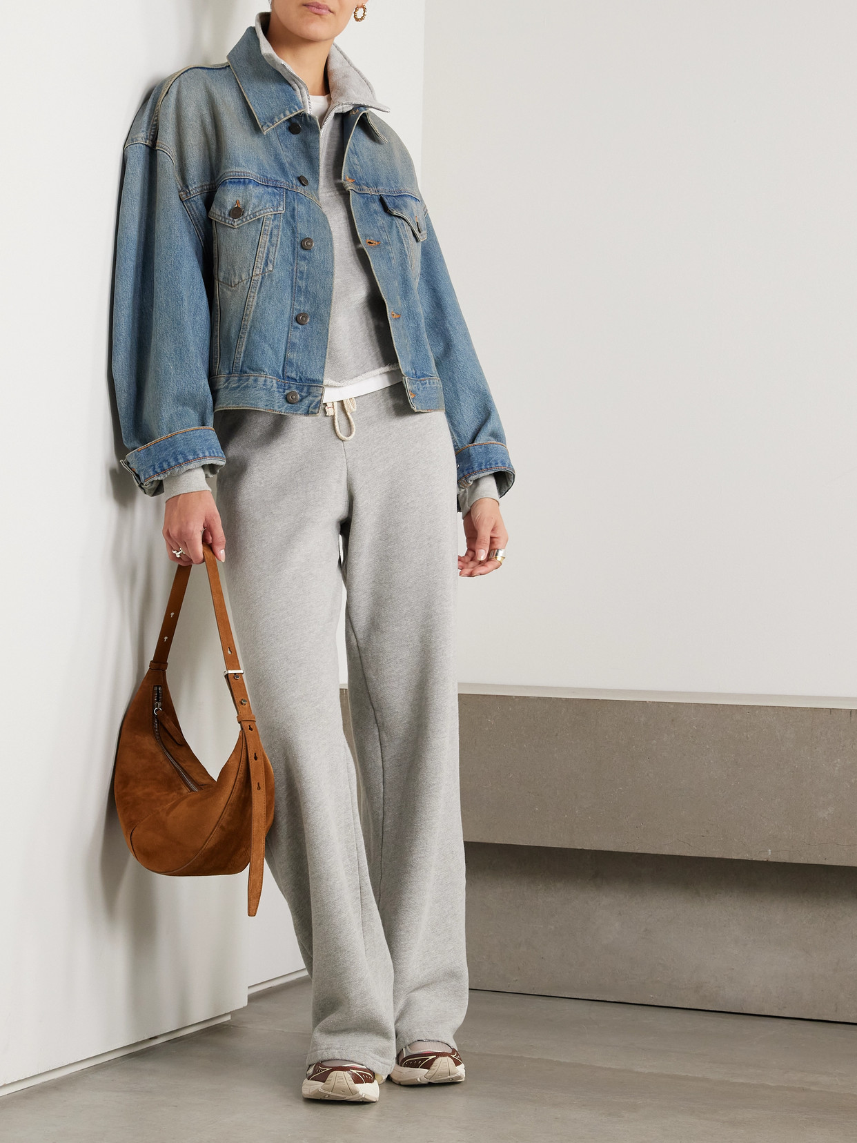 Les Tien Eazy Cotton-jersey Track Pants In Gray