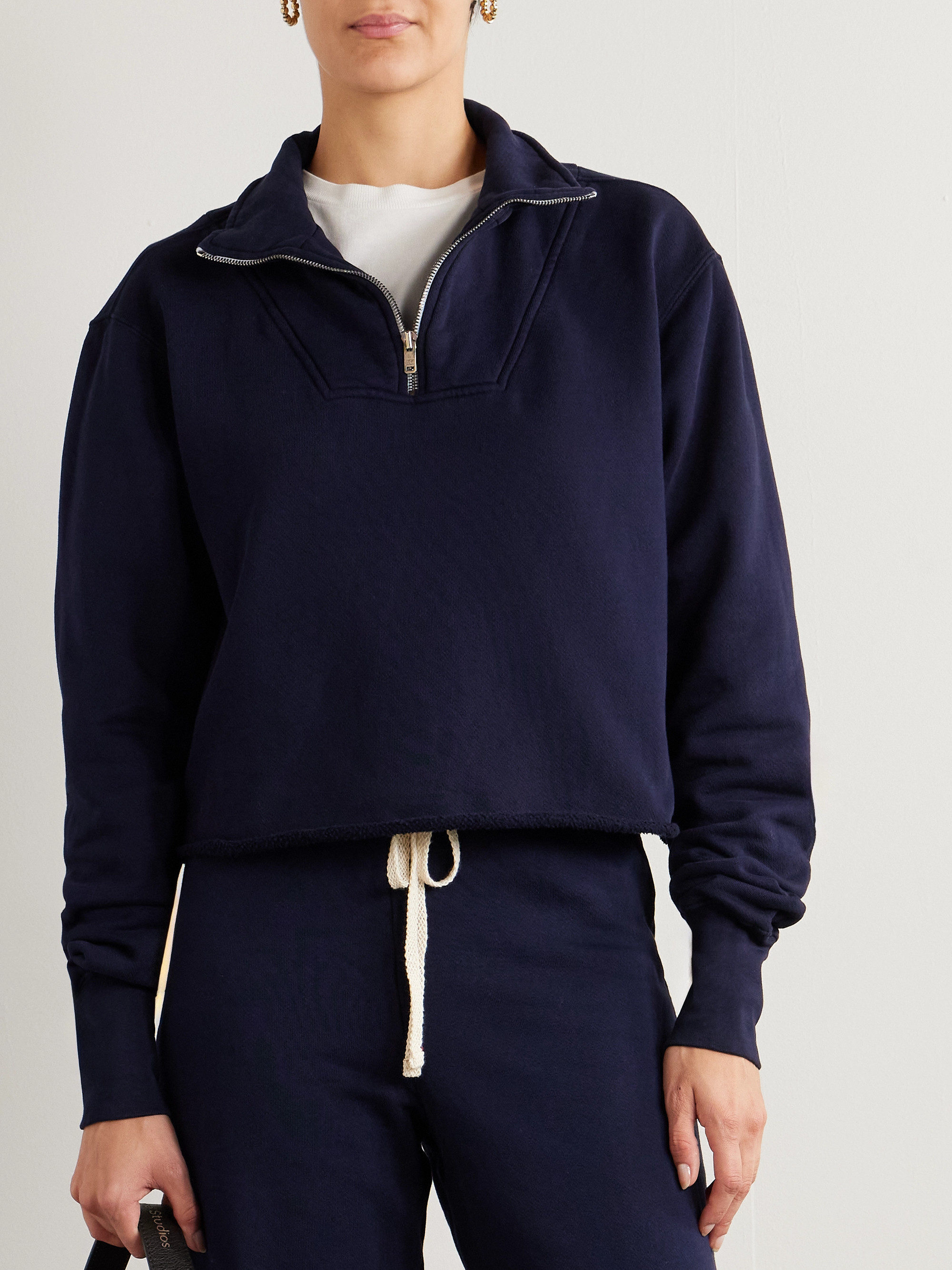 Les Tien Haley cropped cotton-jersey sweatshirt