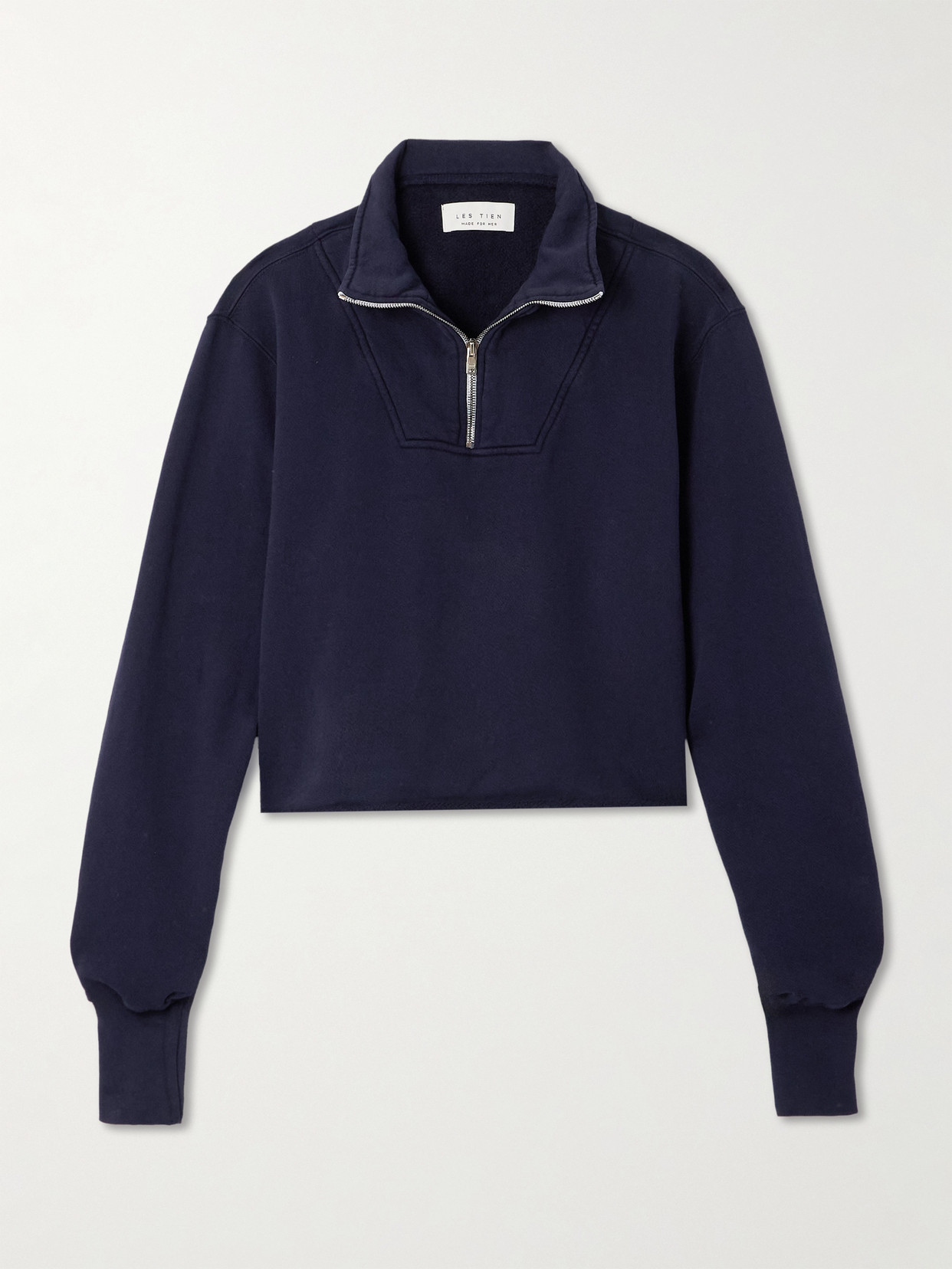 Les Tien Haley Cropped Cotton-jersey Sweatshirt In Blue