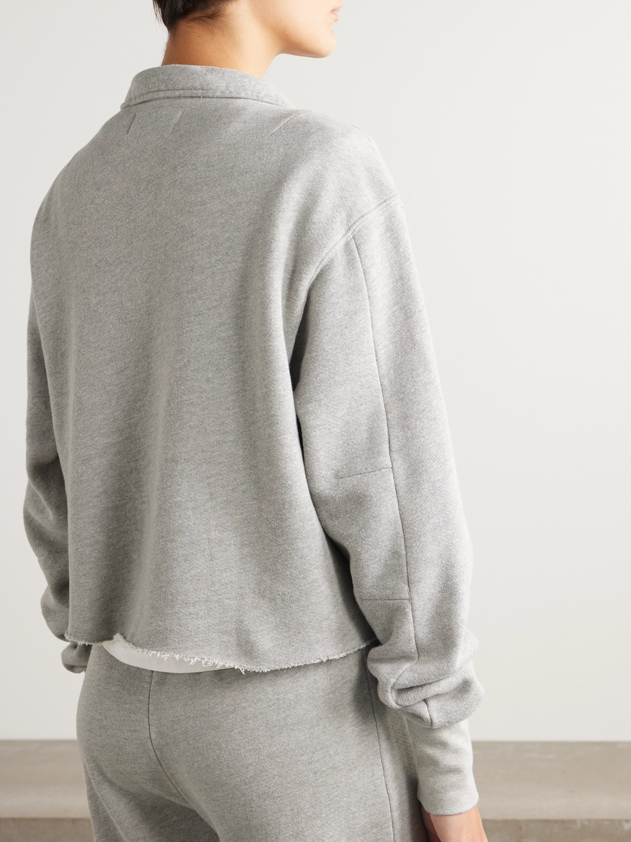 LES TIEN HALEY CROPPED COTTON-JERSEY SWEATSHIRT 