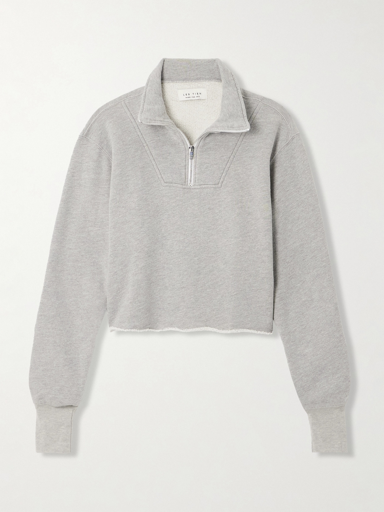 Les Tien Haley Cropped Cotton-jersey Sweatshirt In Gray