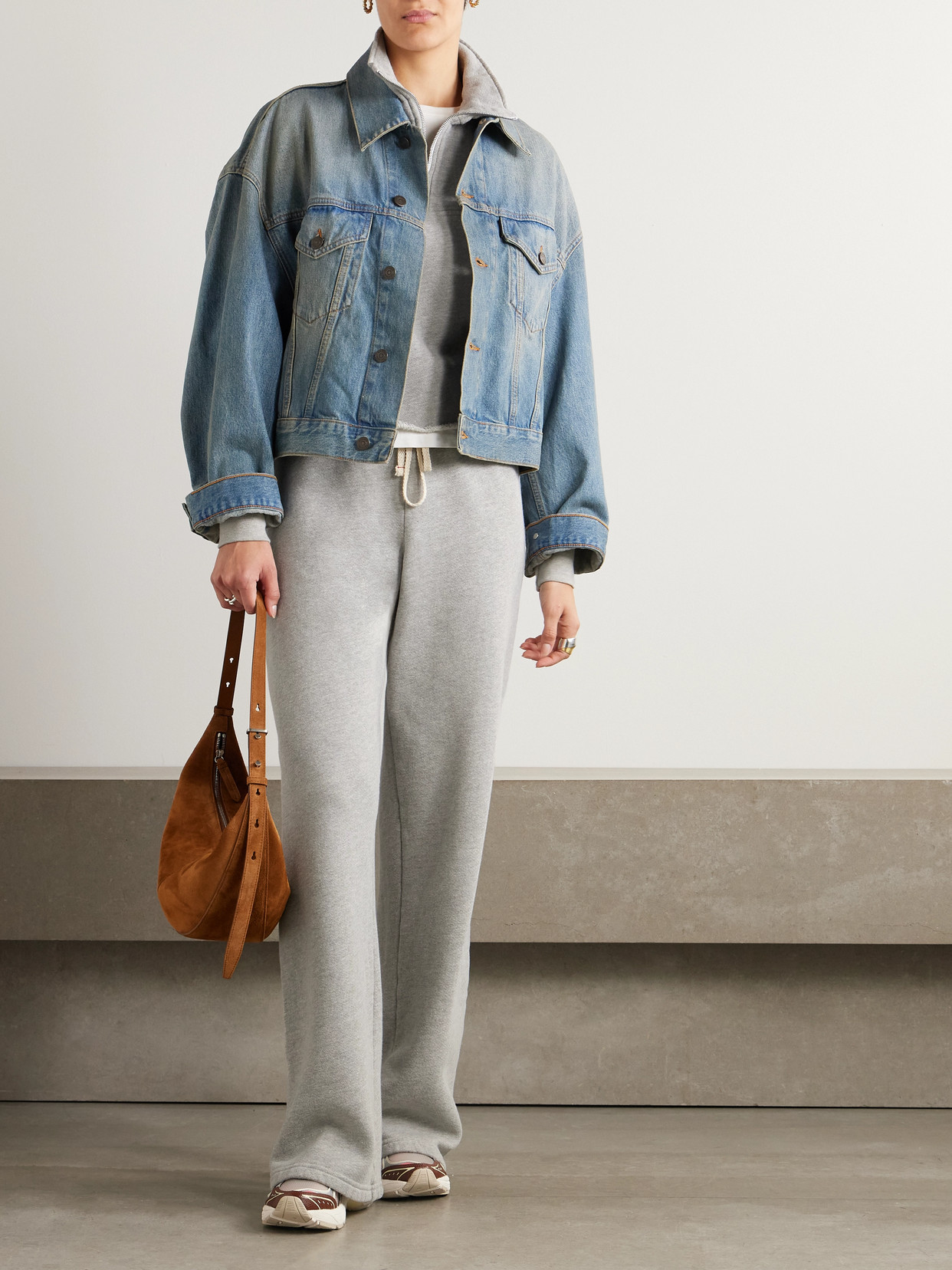 LES TIEN HALEY CROPPED COTTON-JERSEY SWEATSHIRT 
