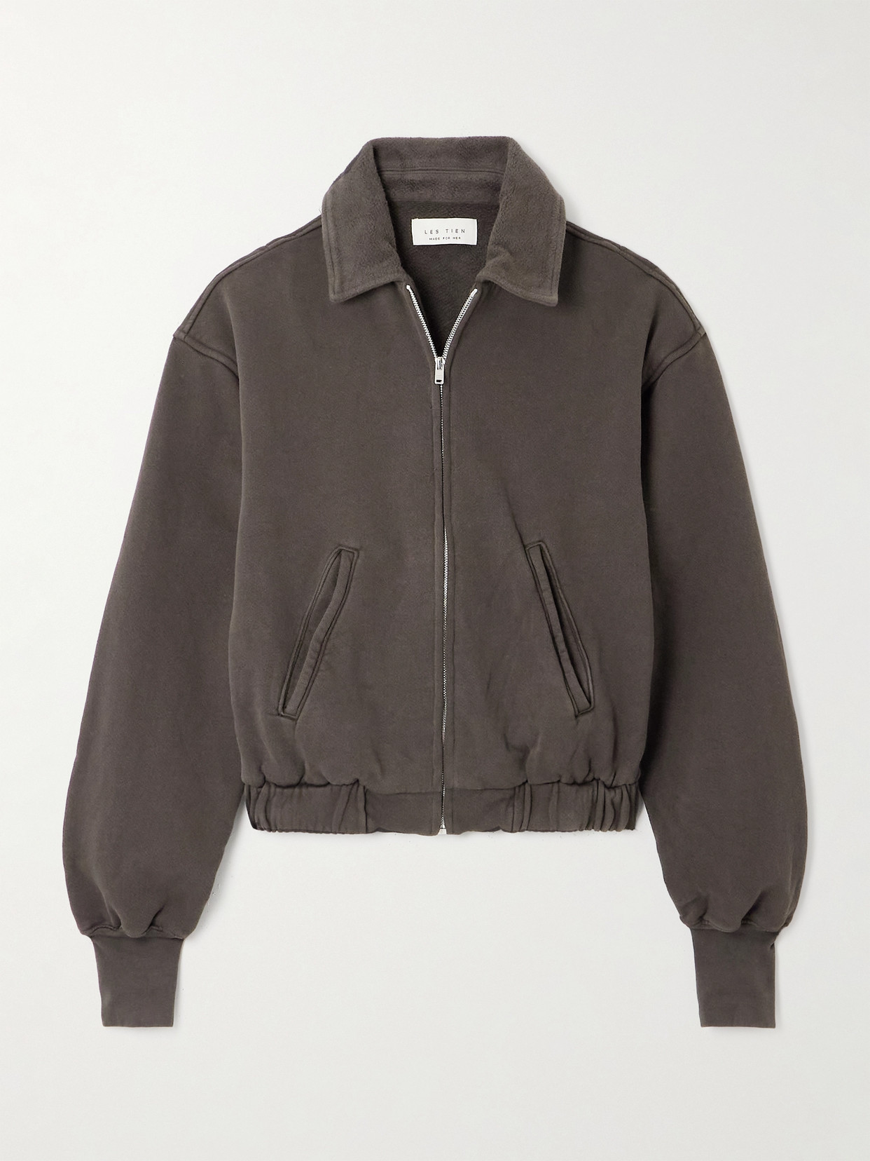 Les Tien - Courtney Fleece-trimmed Cotton-jersey Jacket - Gray