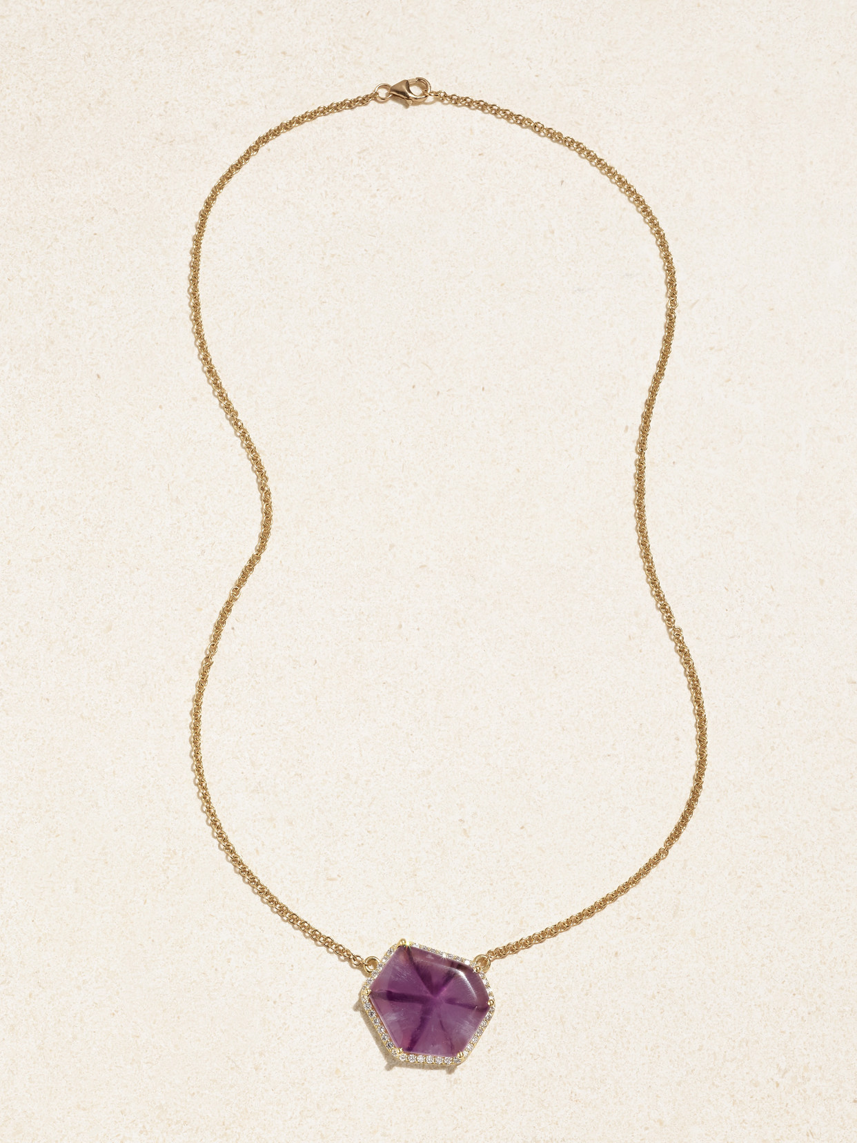 Jia Jia Third Eye 14-karat Gold, Amethyst And Diamond Necklace In Purple
