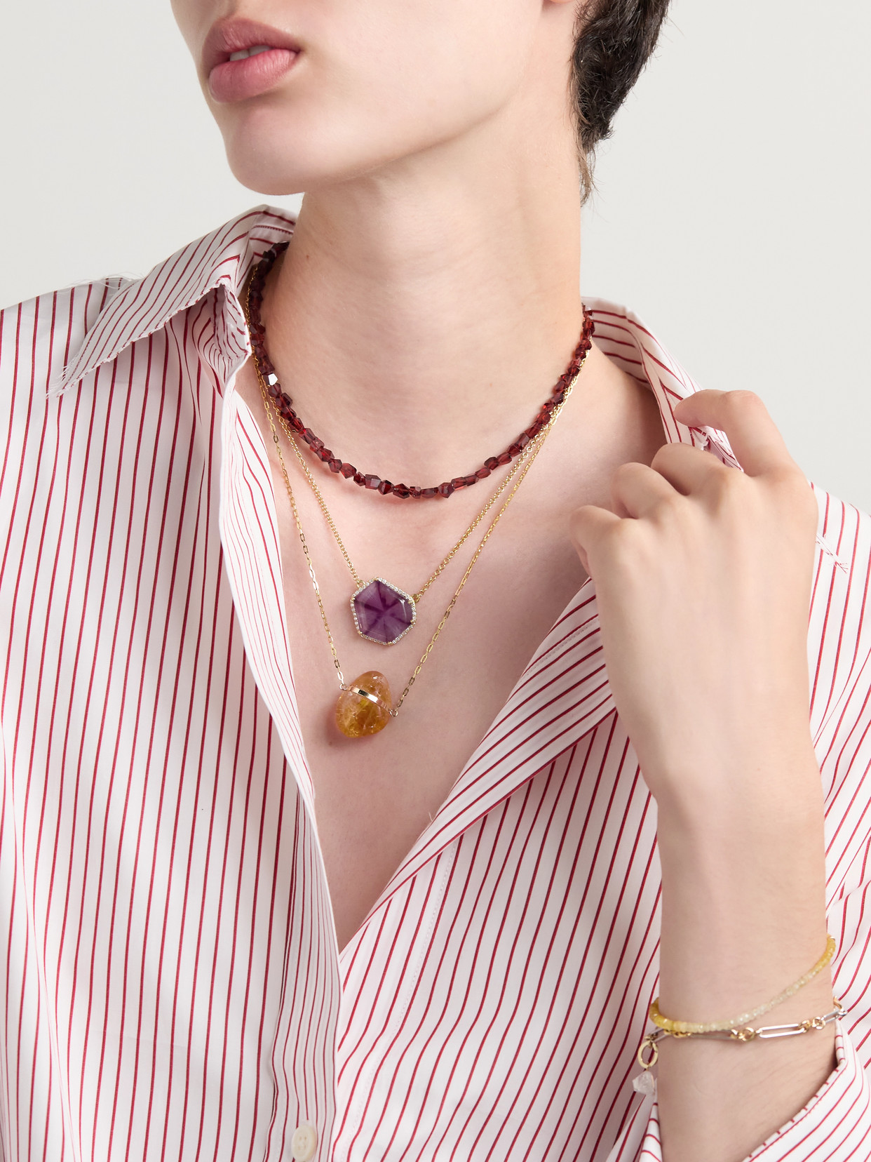Jia Jia Third Eye 14-karat Gold, Amethyst And Diamond Necklace In Purple