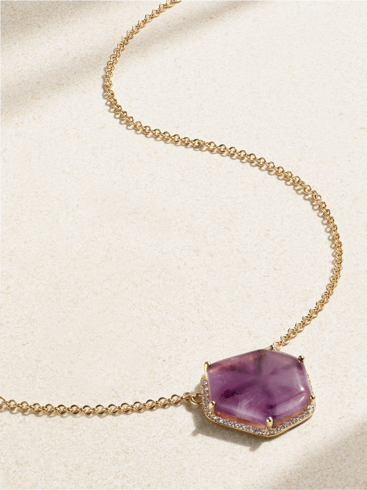 JIA JIA - Third Eye 14-karat Gold, Amethyst And Diamond Necklace - Purple