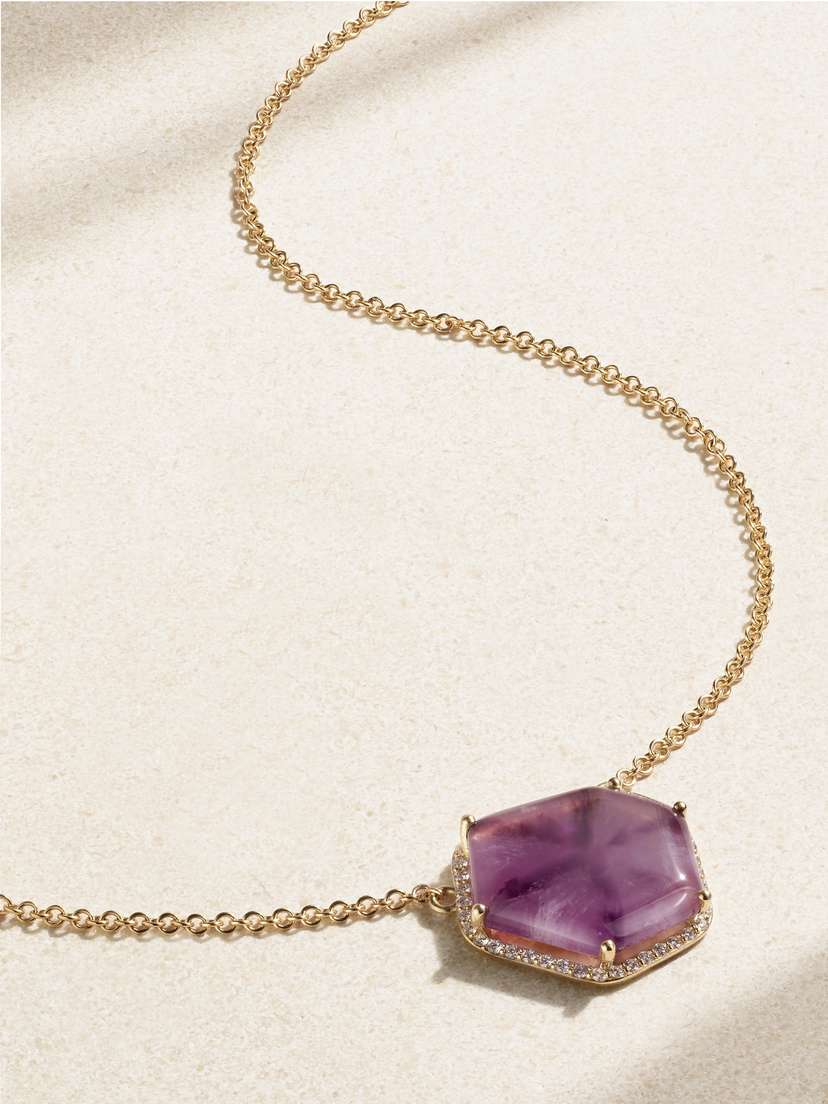 JIA JIA Third Eye 14-karat Gold, Amethyst And Diamond Necklace