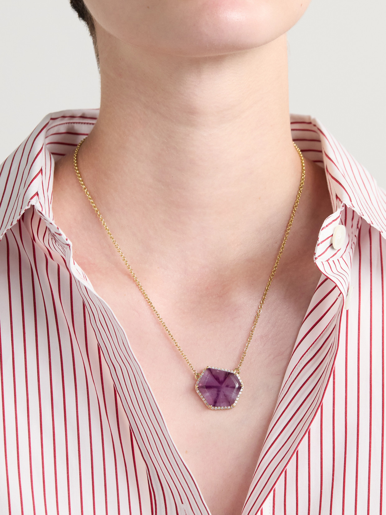 Jia Jia Third Eye 14-karat Gold, Amethyst And Diamond Necklace In Purple