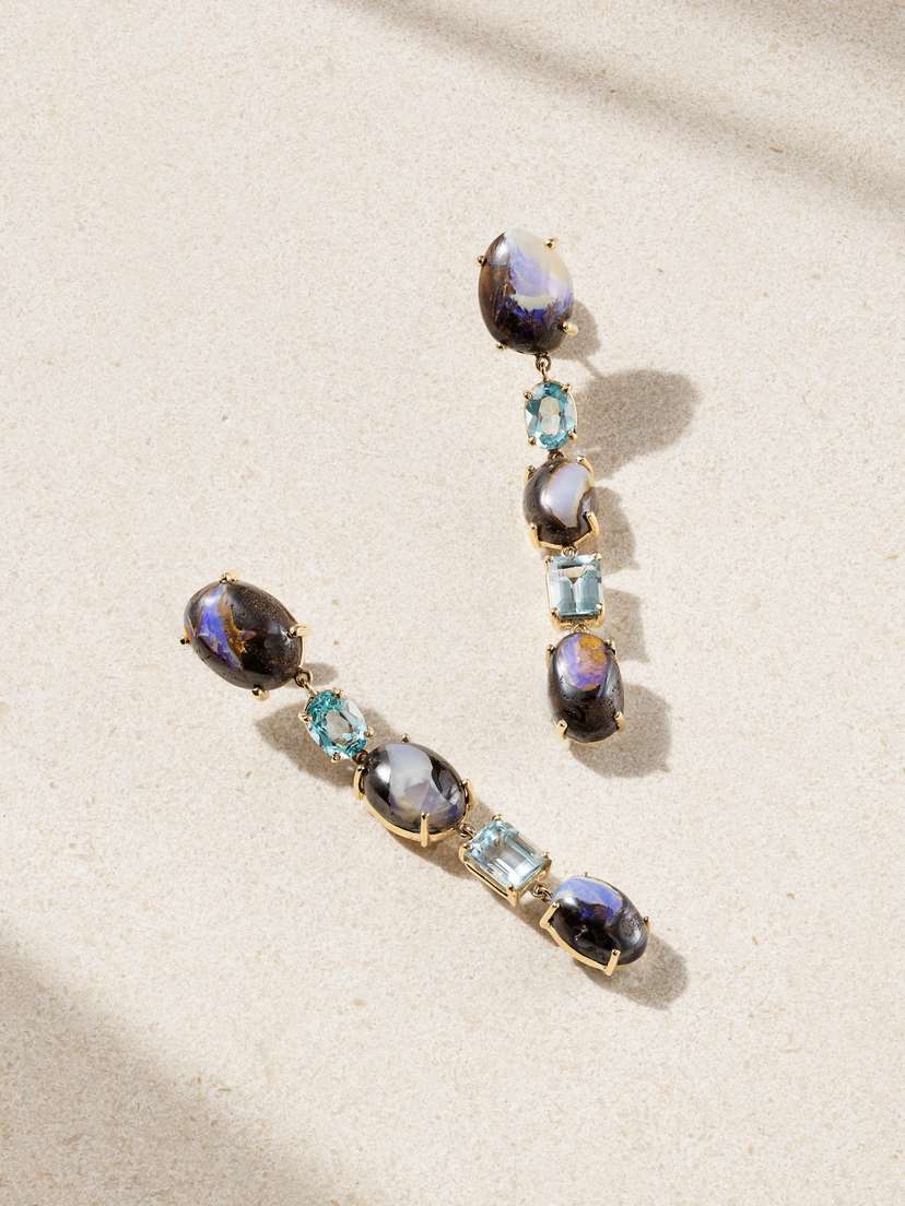 JIA JIA Treasure 14-karat Gold, Opal And Aquamarine Earrings