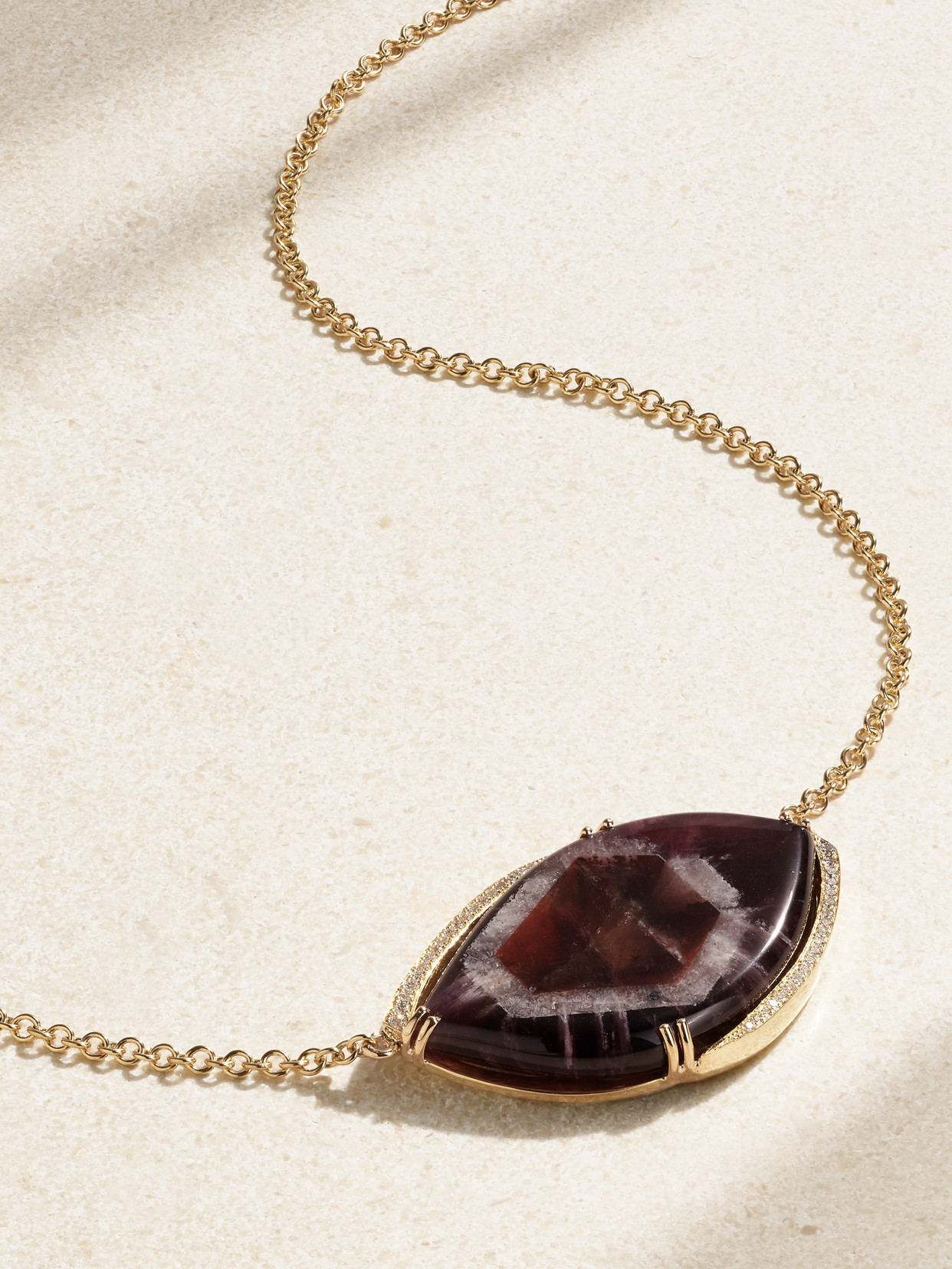 JIA JIA - Lucky Eyes 14-karat Gold, Amethyst And Diamond Necklace - Purple
