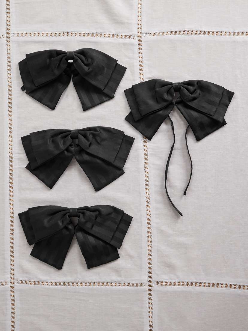 Gohar World Set Of Four Striped Cotton-blend Napkin Bows