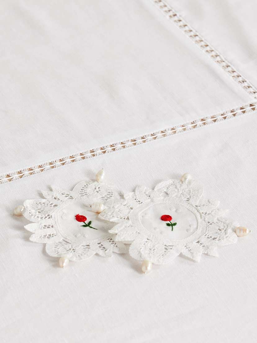 Gohar World Set Of Two Pearl-embellished Embroidered Cotton-lace Coasters