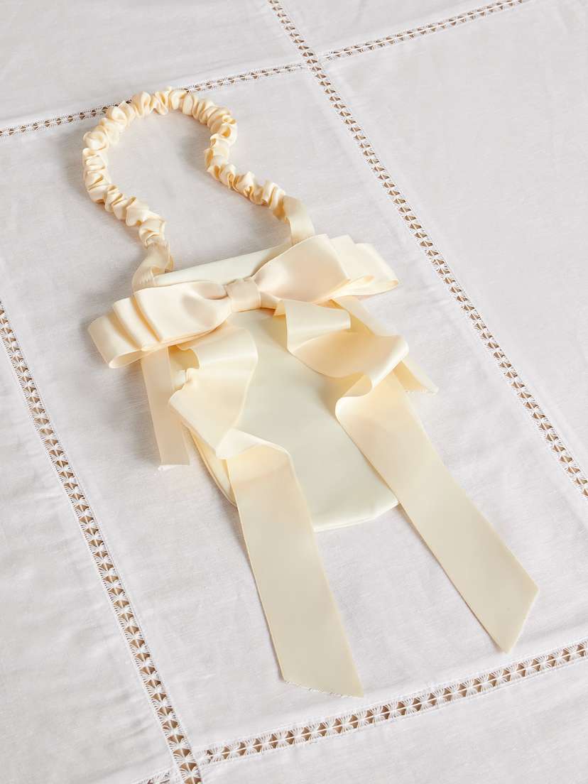 Gohar World Demi Bow-embellished Satin Baguette Pouch