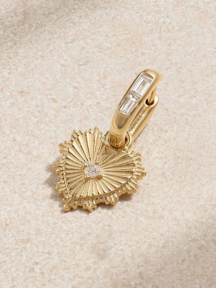 Foundrae Love Fob 18-karat Gold Diamond Single Hoop Earring