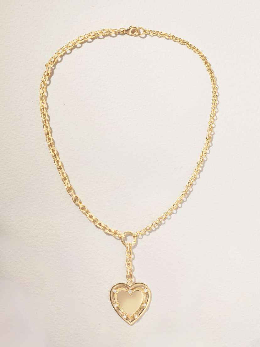 Foundrae Heart Token Love 18-karat Gold Diamond Necklace