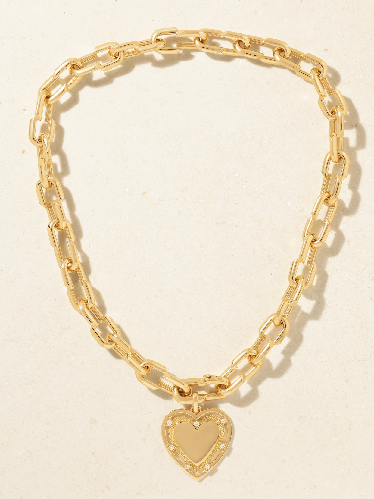 Foundrae Heart Token Love Medium 18-karat Gold Diamond Necklace