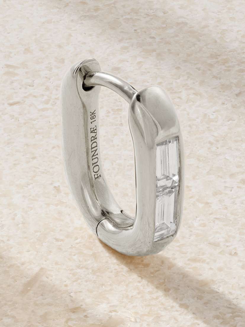 Foundrae Fob Petite 18-karat White Gold Diamond Single Hoop Earring