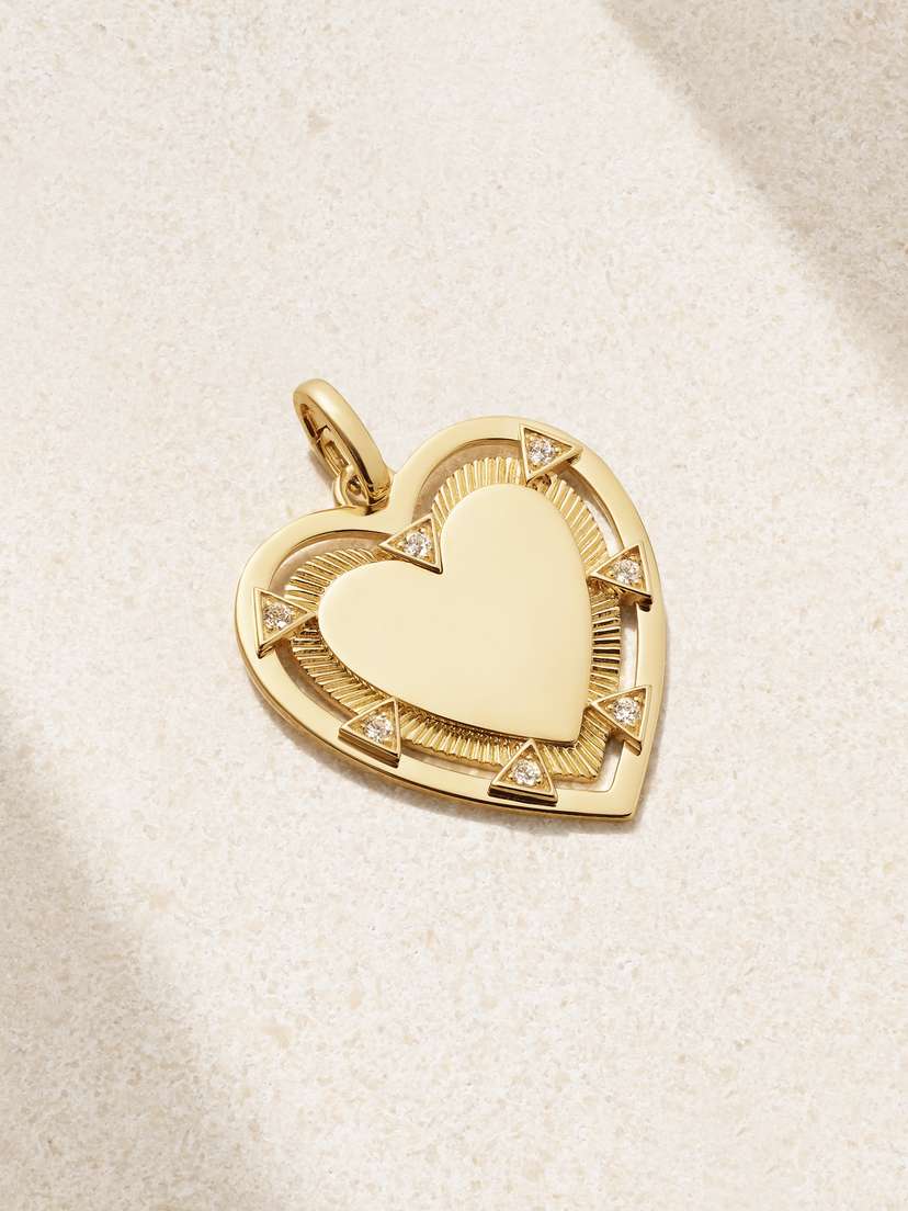 Foundrae True Love Oval Push Gate 18-karat Gold Diamond Pendant
