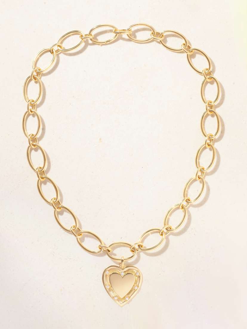 Foundrae Heart Token - Love 18-karat Gold Diamond Necklace
