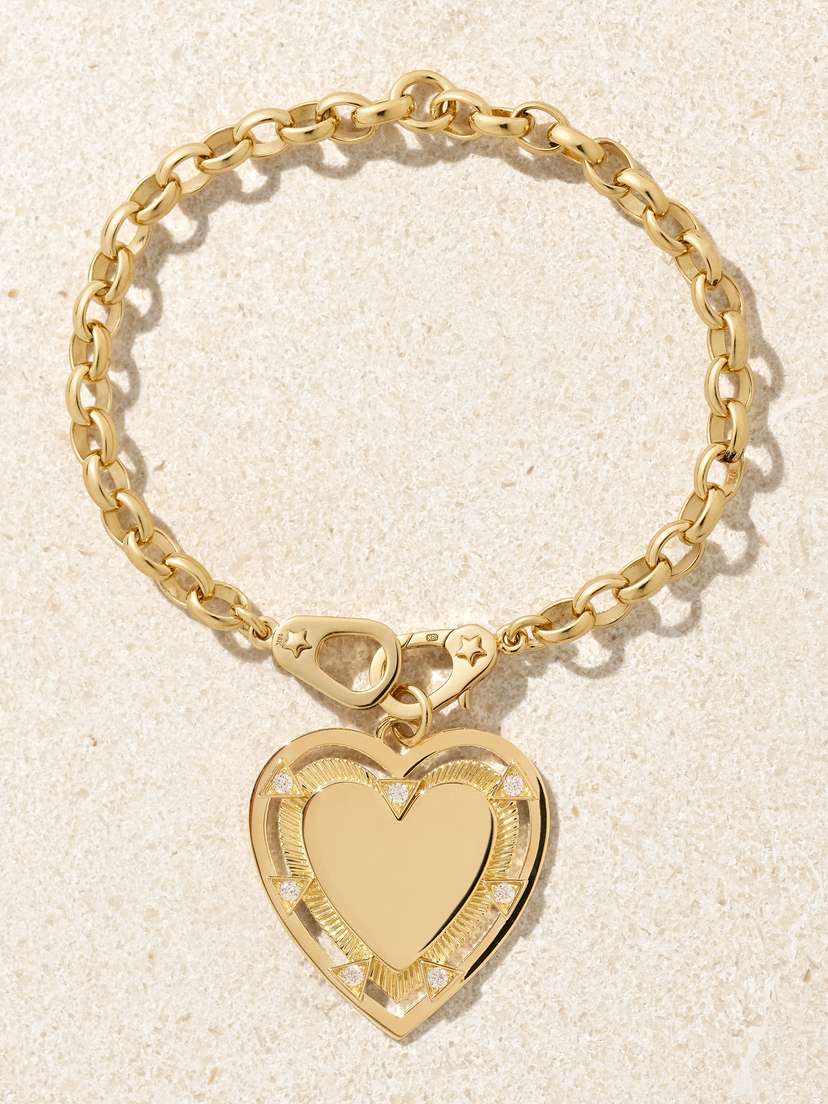 Foundrae Heart Token - Love Heavy Belcher Sister Hook 18-karat Gold Diamond Bracelet