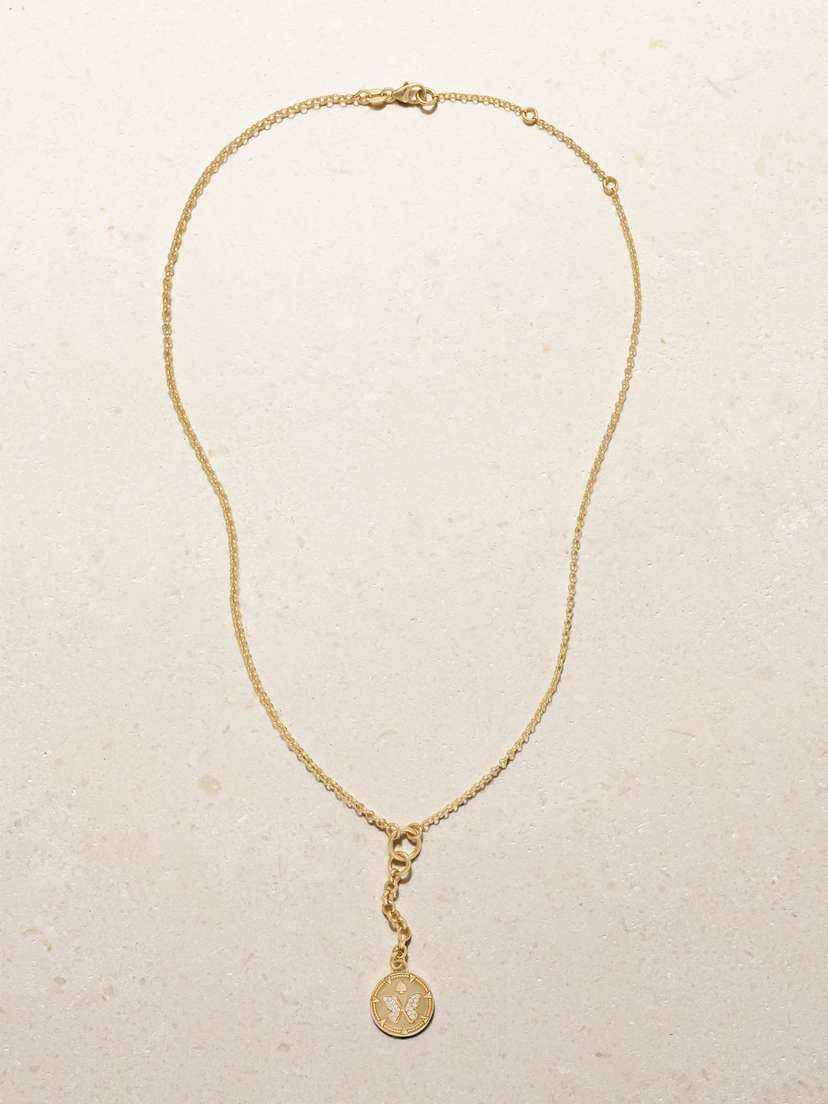 Foundrae Reverie Small 18-karat Gold Diamond Necklace - detail view in Gold